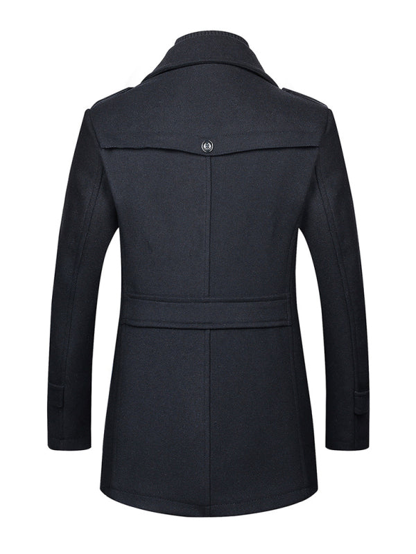 Men's Wool Zipper Double Collar Coat