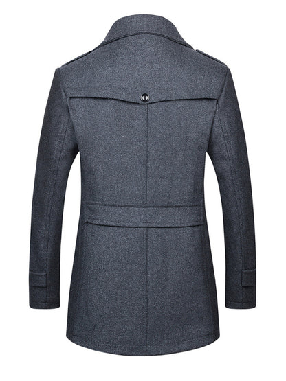 Men's Wool Zipper Double Collar Coat