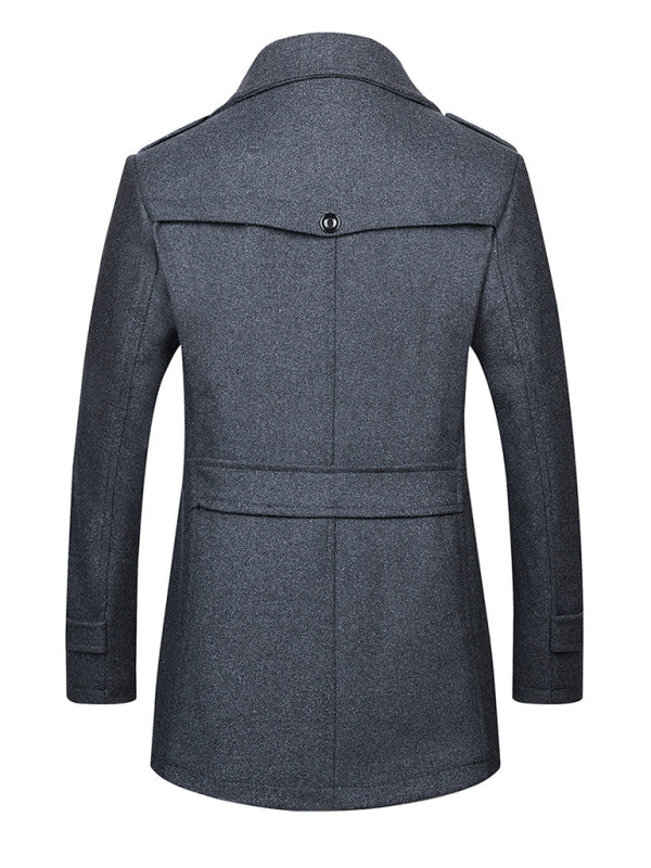 Men's Wool Zipper Double Collar Coat