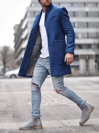 Men's Woolen Mid-length Casual Coat