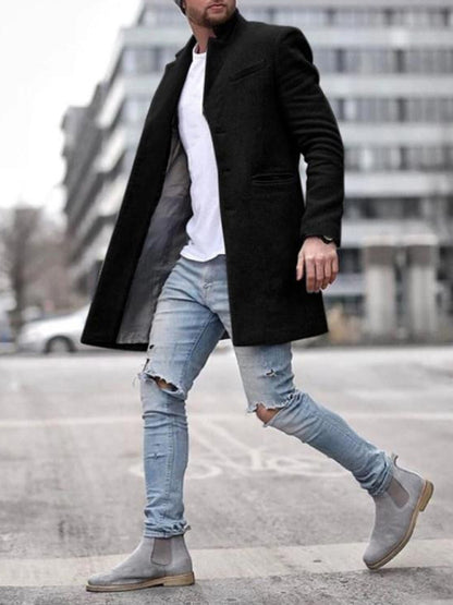 Men's Woolen Mid-length Casual Coat