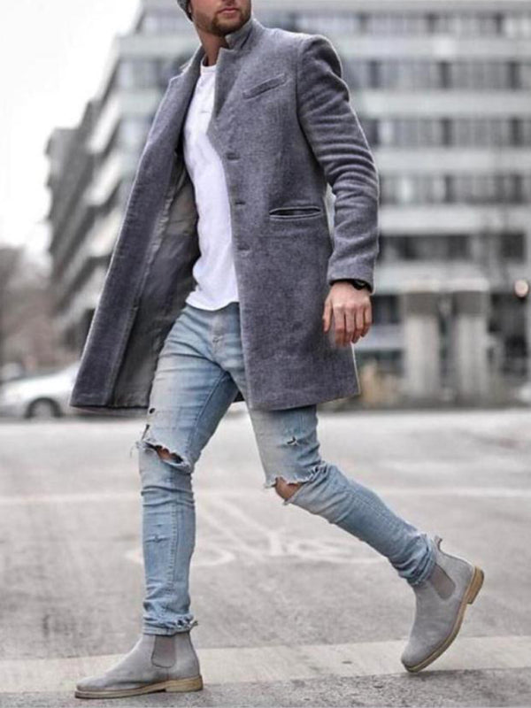 Men's Woolen Mid-length Casual Coat