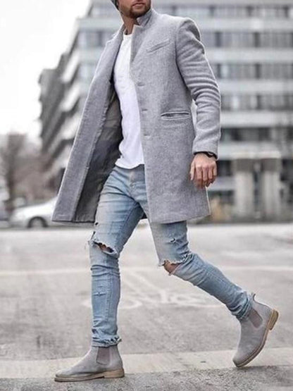 Men's Woolen Mid-length Casual Coat