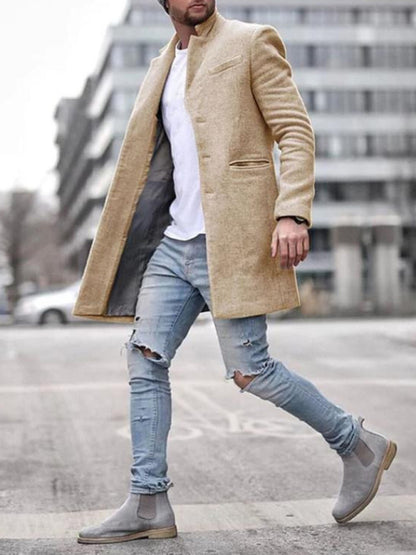 Men's Woolen Mid-length Casual Coat