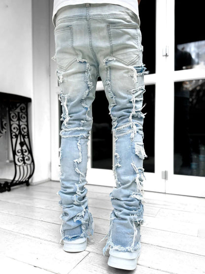 Men's Stretch Patch Denim Straight Pants