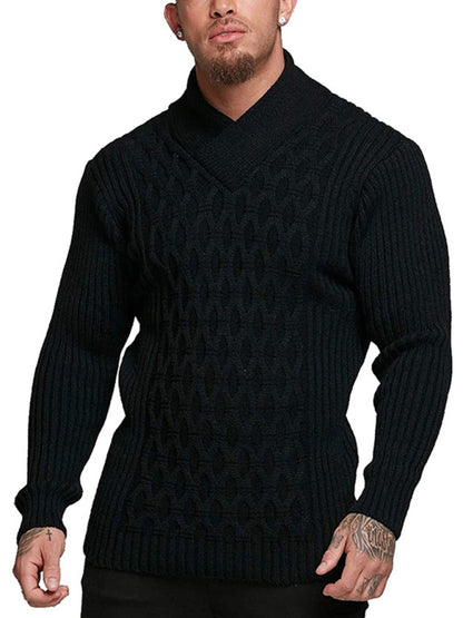 Men's Fashion Cable Knit Shawl Collar Sweater