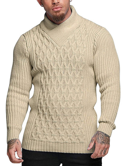 Men's Fashion Cable Knit Shawl Collar Sweater