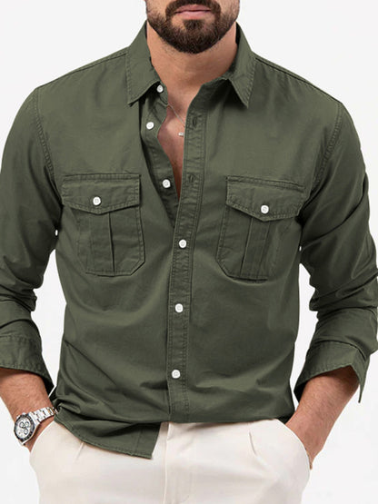 Men's Multi-pocket Casual Long-sleeved Shirt