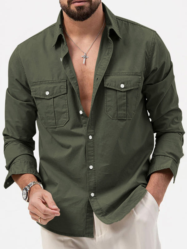 Men's Multi-pocket Casual Long-sleeved Shirt