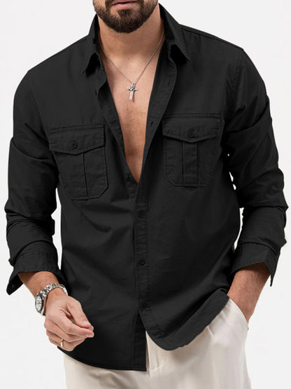 Men's Multi-pocket Casual Long-sleeved Shirt