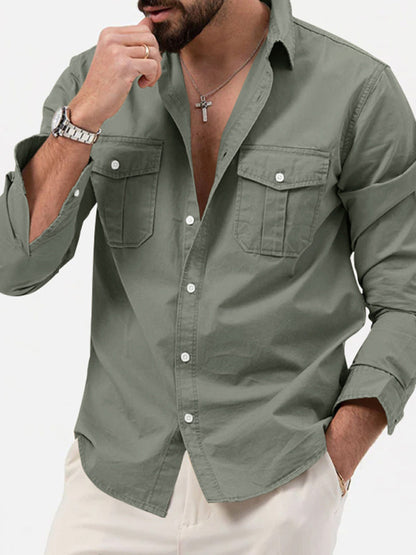 Men's Multi-pocket Casual Long-sleeved Shirt