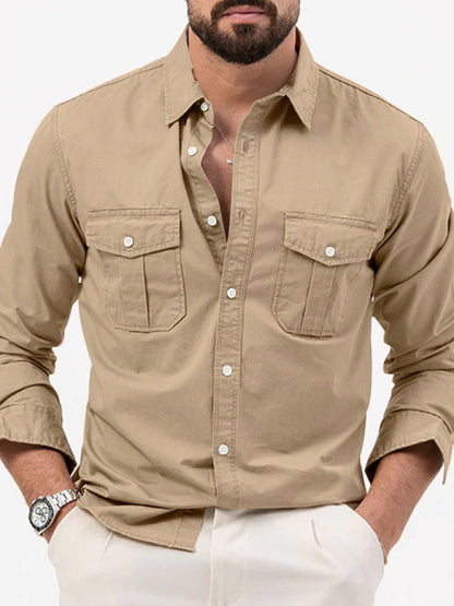 Men's Multi-pocket Casual Long-sleeved Shirt