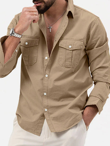 Men's Multi-pocket Casual Long-sleeved Shirt