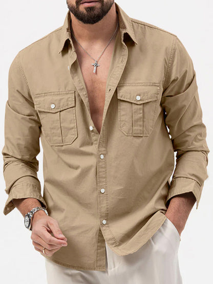 Men's Multi-pocket Casual Long-sleeved Shirt