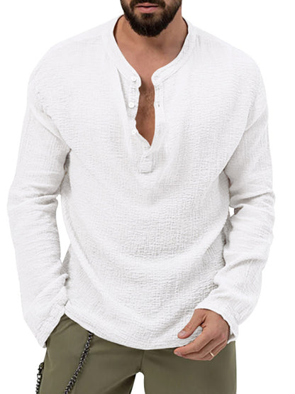 Men's Solid Color Casual Long-sleeved Shirt & Pant Set