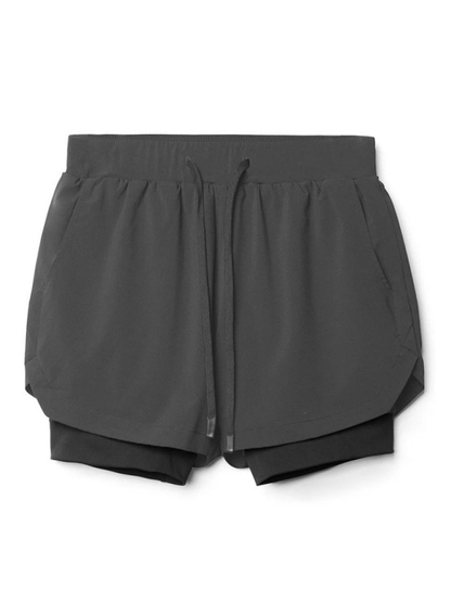 Men's Double Layer Sports Breathable Tech Pocket Shorts