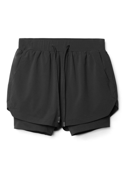 Men's Double Layer Sports Breathable Tech Pocket Shorts