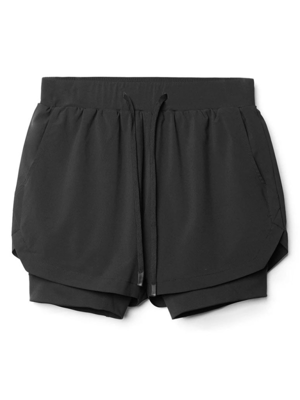 Men's Double Layer Sports Breathable Tech Pocket Shorts