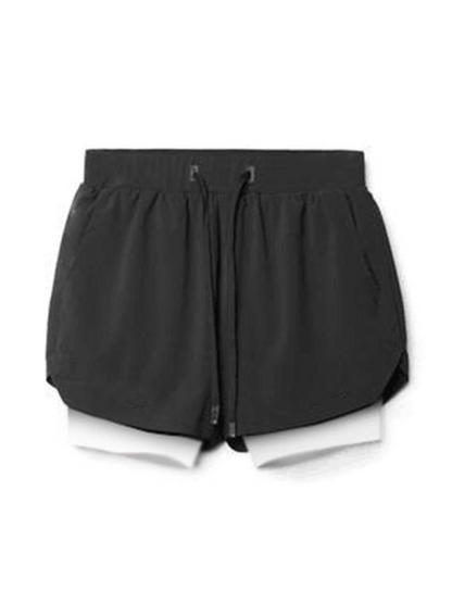 Men's Double Layer Sports Breathable Tech Pocket Shorts