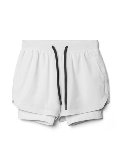 Men's Double Layer Sports Breathable Tech Pocket Shorts