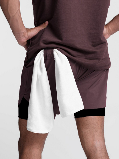 Men's Double Layer Sports Breathable Tech Pocket Shorts