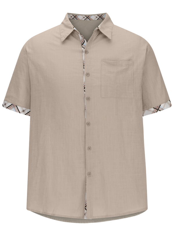 Men's Vacation Shirt Short Sleeve Contrast Lapel Shirt