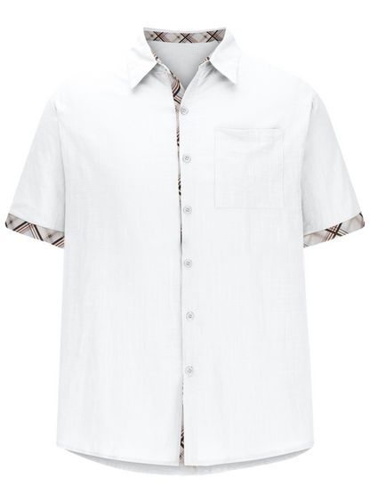 Men's Vacation Shirt Short Sleeve Contrast Lapel Shirt