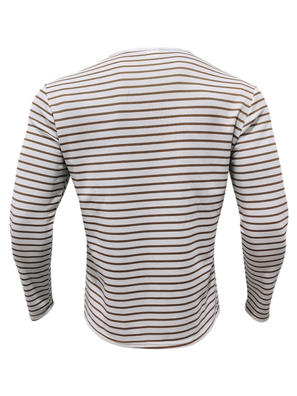 Long Sleeve Henley Shirt Casual Horizontal Striped Henley T-Shirt