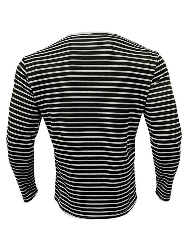 Long Sleeve Henley Shirt Casual Horizontal Striped Henley T-Shirt