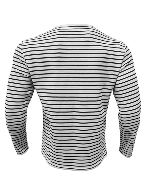 Long Sleeve Henley Shirt Casual Horizontal Striped Henley T-Shirt