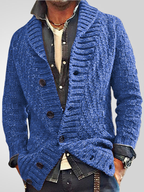 Men's Long-sleeved Thick Needle Lapel Cardigan Sweater