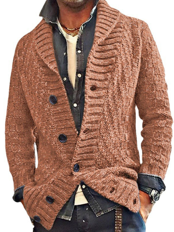 Men's Long-sleeved Thick Needle Lapel Cardigan Sweater