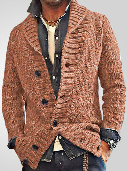 Men's Long-sleeved Thick Needle Lapel Cardigan Sweater