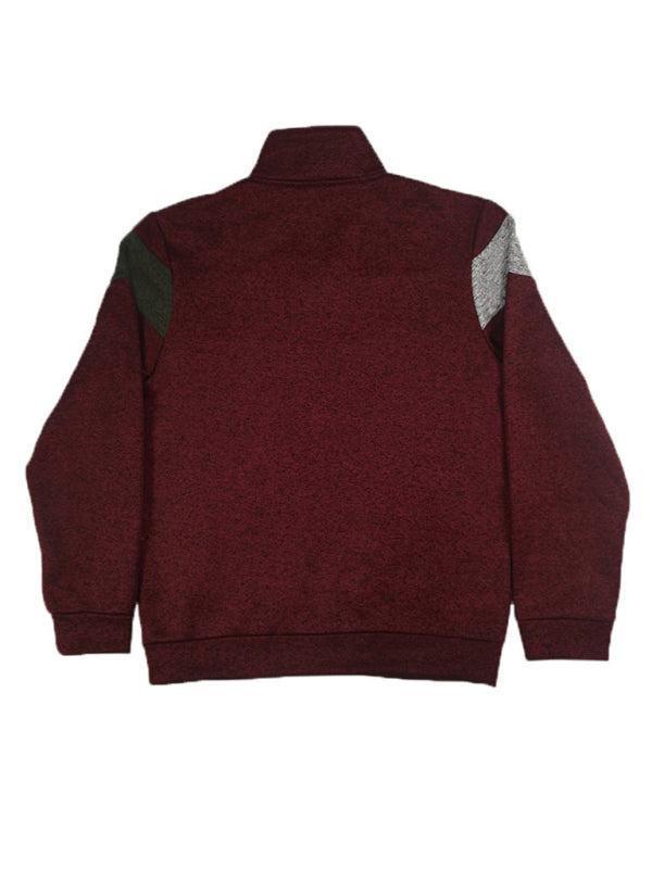 Men's Heavy Velvet Stand Collar Cationic Stitching Contrast Color Sweatshirt