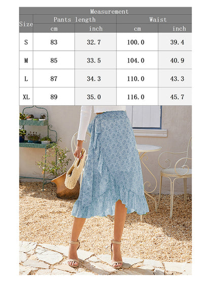 Casual Fashion Printed Irregular Midi Skirt