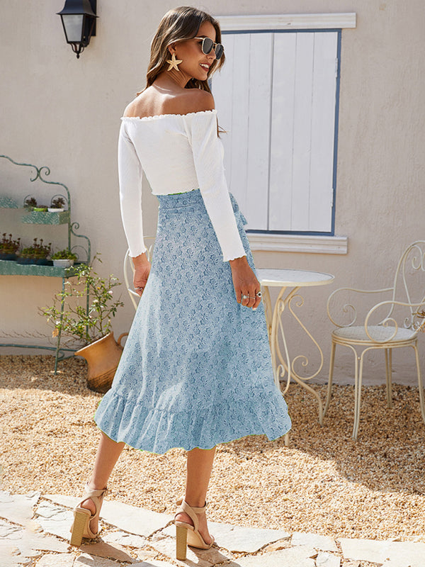 Casual Fashion Printed Irregular Midi Skirt