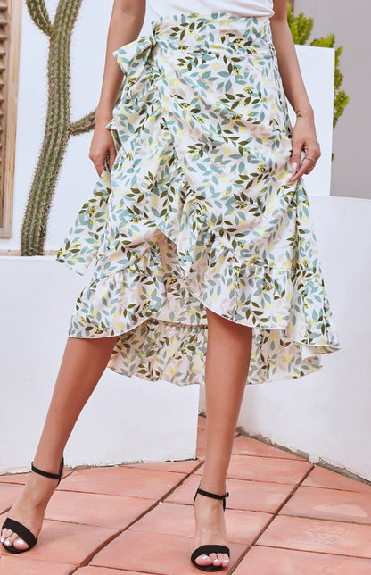 Casual Fashion Printed Irregular Midi Skirt