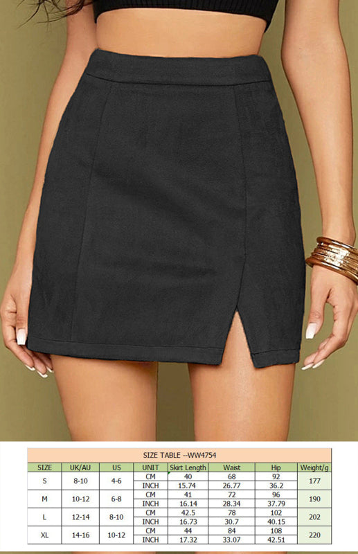 Suede Hip High Waist A-Line Mini Skirt