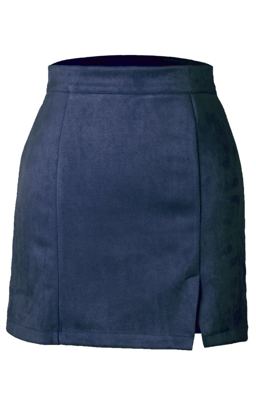 Suede Hip High Waist A-Line Mini Skirt