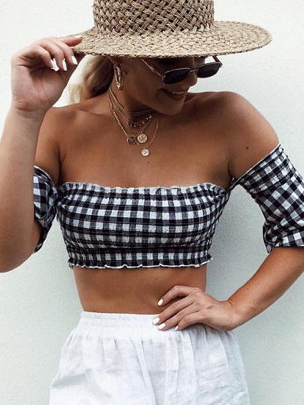 Cute Tube Top with 3/4 Ruffle Sleeves