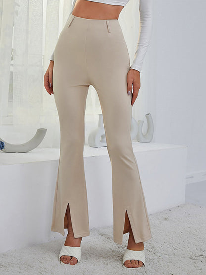 Horn High-waist Split Wide-leg Casual Pants