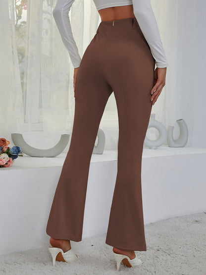 Horn High-waist Split Wide-leg Casual Pants