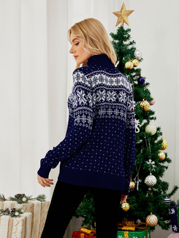 Festive Snowflake Knit Pullover Holiday Sweater