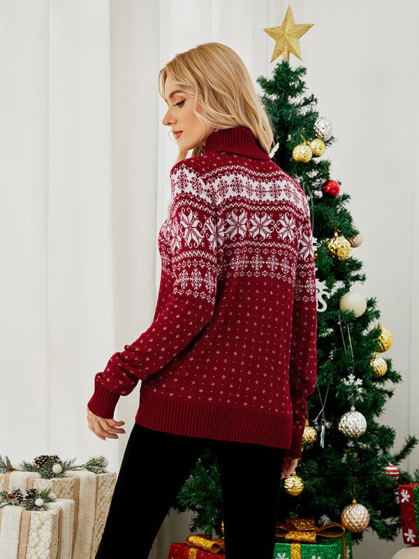 Festive Snowflake Knit Pullover Holiday Sweater