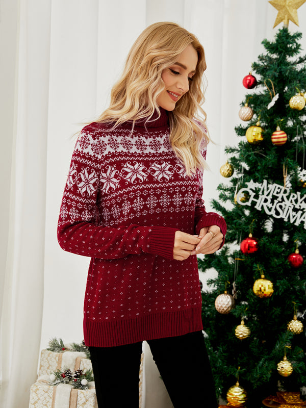 Festive Snowflake Knit Pullover Holiday Sweater