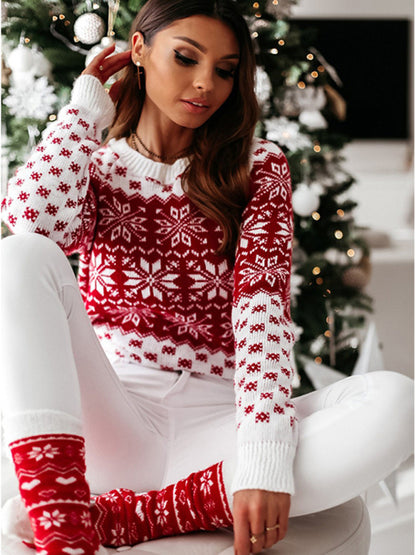 Holiday Knit Snowflake Long Sleeve Sweater