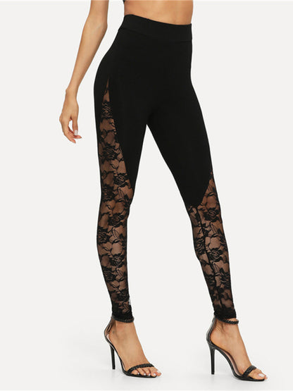 Hollow Lace Stitching Casual Yoga Leggings