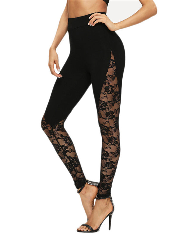 Hollow Lace Stitching Casual Yoga Leggings