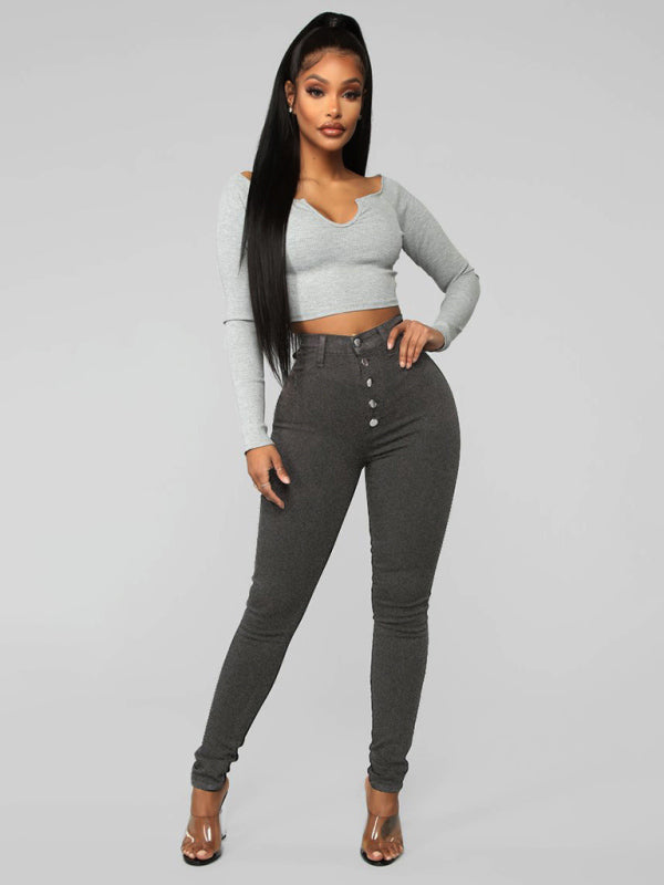 Versatile High Waist High Elastic Hip Lift Jeans