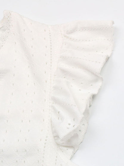 Knitted V-neck Casual Fashion Lace Small Flying Sleeve Top